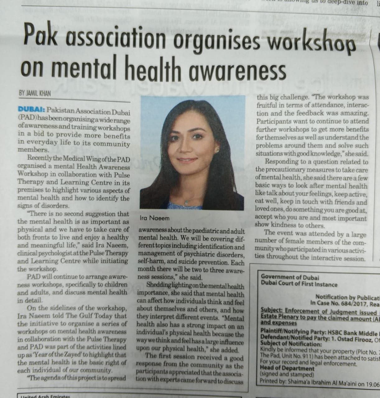 Pak association organises workshop on mental health awareness - The Gulf Today